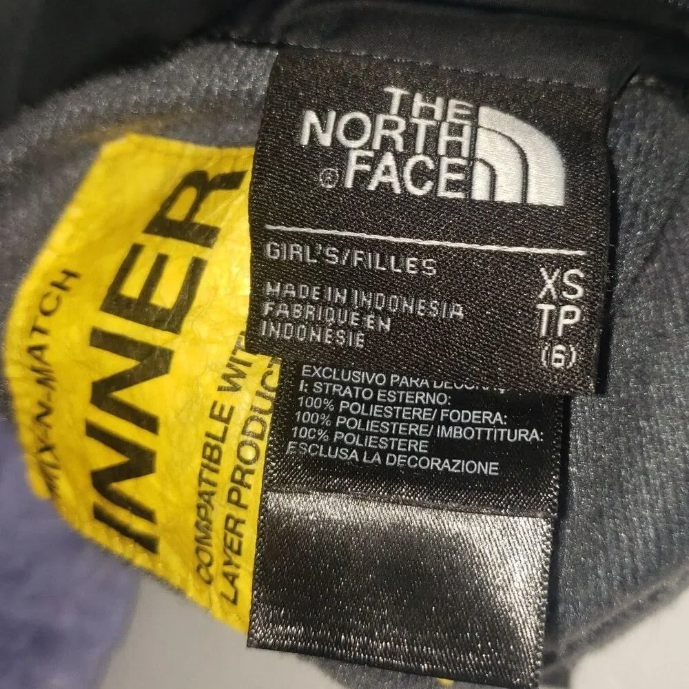 THE NORTH FACE Reversible Gray Purple Fleece Lined Jacket Coat Girls Size XS